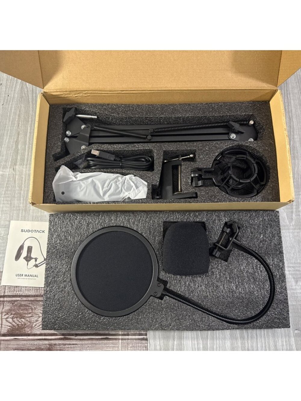 Sudotack ST-800 USB Podcast Microphone Kit w/ Boom Arm & Pop Filter Open Box